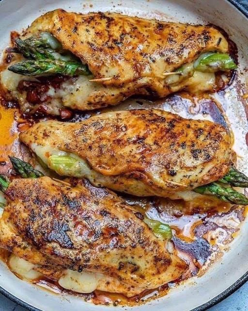 Greek Stuffed Chicken Breast with Asparagus