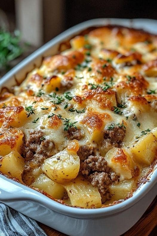 Cheesy Potato and Ground Beef Casserole